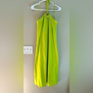 NWT Old Navy Slub-Knit Midi Halter Dress Neon Green Size Medium